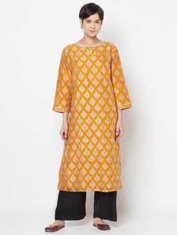 Fabindia - Cotton Silk Block Printed Long Kurta (XL)