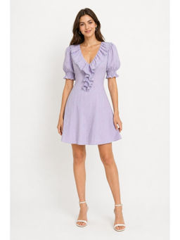 Cider - Ruffle Hem V Neck Mini Dress