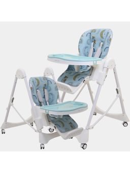 Polka Tots - Kids Blue Portable Baby Dinning Table High Chair with Footrest for Toddler