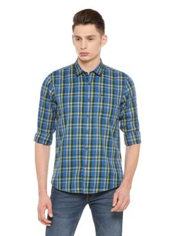 Allen Solly - Men Blue Slim Fit Checks Full Sleeves Casual Shirt
