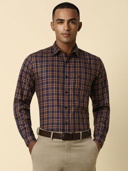 Allen Solly - Men Navy Slim Fit Checks Full Sleeves Formal Shirt