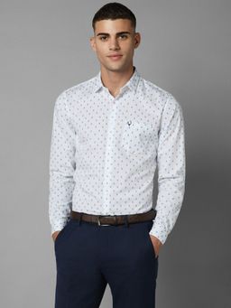 Allen Solly - Men White Slim Fit Print Full Sleeves Formal Shirt