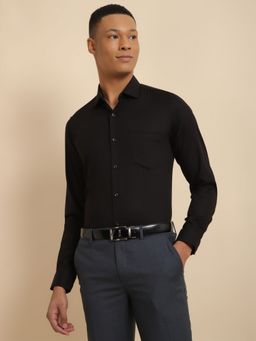 Allen Solly - Men Black Slim Fit Solid Full Sleeves Formal Shirt