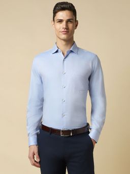 Allen Solly - Men Blue Slim Fit Textured Full Sleeves Formal Shirt