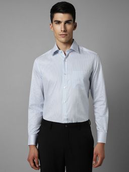 Louis Philippe - Men Blue Classic Fit Stripe Full Sleeves Formal Shirt