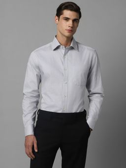 Louis Philippe - Men Grey Classic Fit Checks Full Sleeves Formal Shirt