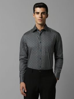 Louis Philippe - Men Grey Classic Fit Print Full Sleeves Formal Shirt