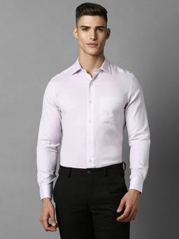 Louis Philippe - Men Lilac Classic Fit Textured Full Sleeves Formal Shirt