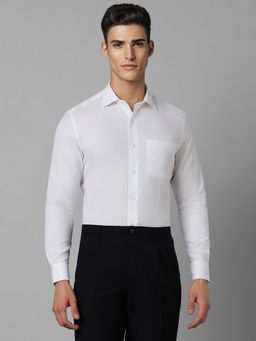 Louis Philippe - Men White Classic Fit Textured Full Sleeves Formal Shirt