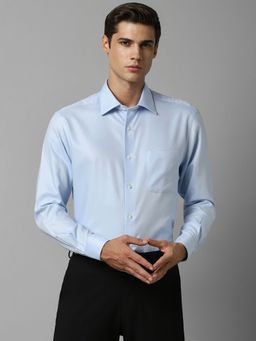 Louis Philippe - Men Blue Classic Fit Textured Full Sleeves Formal Shirt
