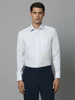 Louis Philippe - Men Blue Classic Fit Textured Full Sleeves Formal Shirt