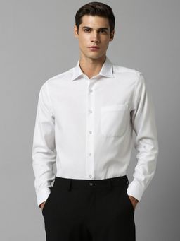 Louis Philippe - Men White Classic Fit Textured Full Sleeves Formal Shirt