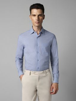 Louis Philippe - Men Blue Classic Fit Stripe Full Sleeves Formal Shirt
