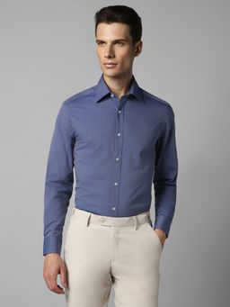 Louis Philippe - Men Blue Classic Fit Print Full Sleeves Formal Shirt