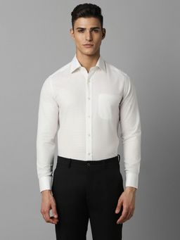 Louis Philippe - Men White Classic Fit Textured Full Sleeves Formal Shirt
