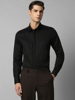 Louis Philippe - Men Black Slim Fit Solid Full Sleeves Formal Shirt