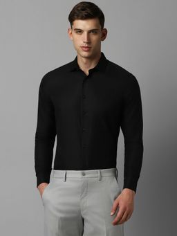Louis Philippe - Men Black Slim Fit Solid Full Sleeves Formal Shirt