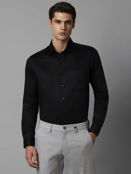 Louis Philippe - Men Black Slim Fit Solid Full Sleeves Formal Shirt