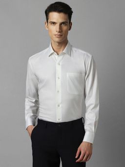 Louis Philippe - Men White Classic Fit Solid Full Sleeves Formal Shirt