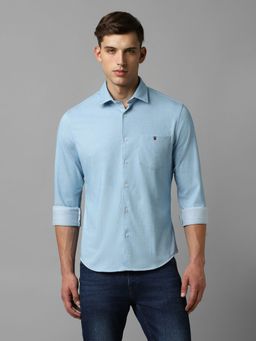 Louis Philippe - Men Blue Smart Fit Textured Full Sleeves Casual Shirt