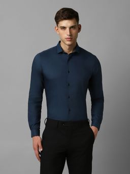 Louis Philippe - Men Navy Super Slim Fit Solid Full Sleeves Casual Shirt
