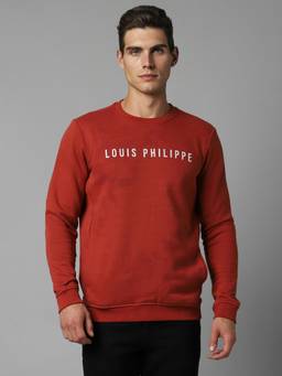 Louis Philippe - Men Casual Red Print Sweatshirt