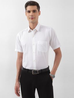 Peter England - Men White Regular Fit Half Sleeves Formal Shirt