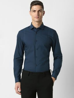 Peter England - Men Blue Super Slim Fit Full Sleeves Formal Shirt