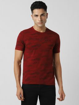 Van Heusen - Men Red Print Crew Neck T-Shirt