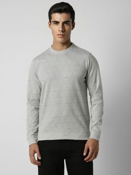 Van Heusen - Men Grey Print Crew Neck Sweatshirt