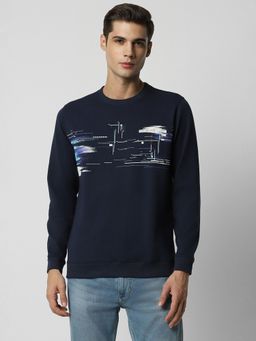 Van Heusen - Men Navy Print Crew Neck Sweatshirt