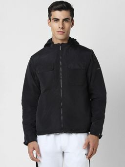 Van Heusen - Men Black Solid Casual Jacket