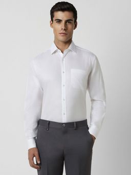 Van Heusen - Men White Regular Fit Textured Full Sleeves Formal Shirt