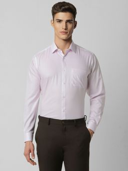 Van Heusen - Men Lilac Regular Fit Textured Full Sleeves Formal Shirt