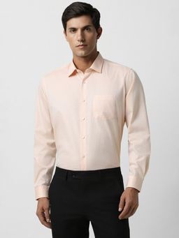 Van Heusen - Men Peach Regular Fit Checks Full Sleeves Wedding Shirt
