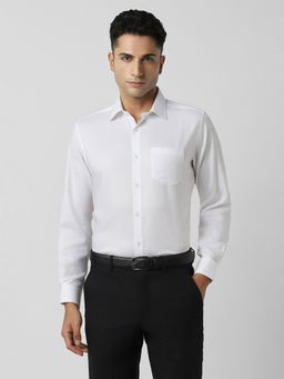 Van Heusen - Men White Regular Fit Solid Full Sleeves Formal Shirt