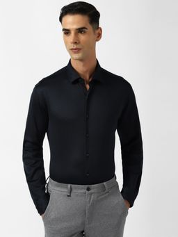 Van Heusen - Men Black Slim Fit Checks Full Sleeves Formal Shirt