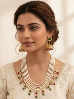 Accessher - Women White Brass Jewellery Set