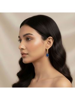RACHIVA - 18K Gold Plated Blue Zircon Pear Earrings