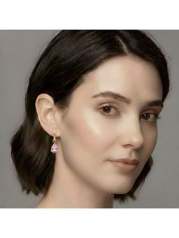 RACHIVA - 18K Gold Plated Pink Tear Zircon Earrings