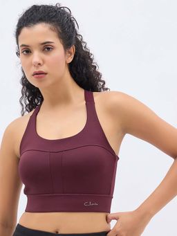 Clovia - Padded High-Impact Sports Bra In Maroon