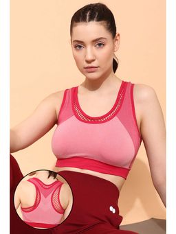 Clovia - Medium Impact Padded Seamless Sports Bra In Pink With Removable Cups