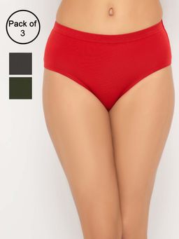 Clovia - Mid Waist Hipster Panties With Inner Elastic - Cotton (Pack of 3)