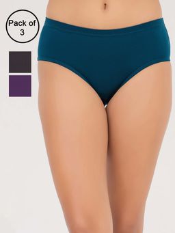 Clovia - Mid Waist Hipster Panties With Inner Elastic - Cotton (Pack of 3)