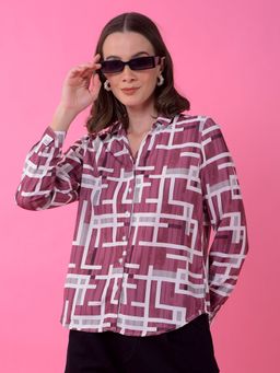 CRIMSOUNE CLUB - Women Purple Printed Shirt