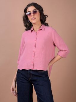 CRIMSOUNE CLUB - Women Pink Textured Shirt