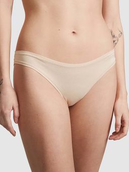 Victoria's Secret - Beige Solid Cotton Bikini Panty