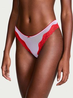 Victoria's Secret - White Tease Mesh Lace-Trim High-Leg Panty