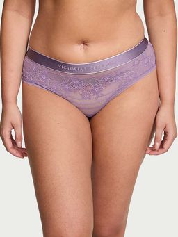 Victoria's Secret - Purple Logo Lace Hiphugger Panty (L)