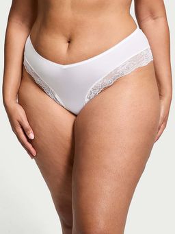Victoria's Secret - White Lace-Trim High-Leg Cheeky Panty